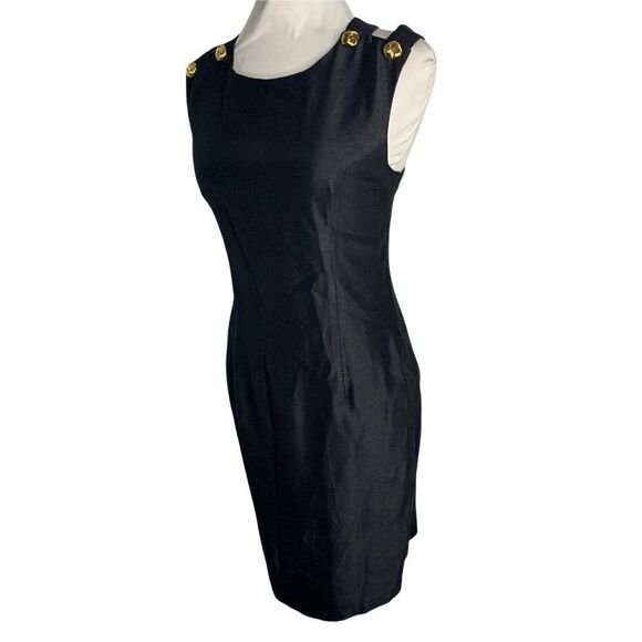 Vintage Scott McClintock Sheath Dress S Black Sleeveless Cross Back Knee Length - Picture 6 of 7